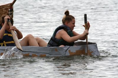 Cardboard Boats
SCOPE Week meant big fun at the beach in Mattapoisett for ORR Junior High seventh-graders who built their own boats and then raced them on June 5 in Mattapoisett. While half the students head off for Survival, the others enjoy a week of equally challenging tasks of the 40-year tradition of SCOPE that gives students a chance to learn while learning about themselves and each other. Photos by Jean Perry
