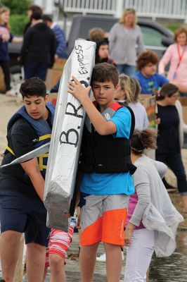 Cardboard Boats
SCOPE Week meant big fun at the beach in Mattapoisett for ORR Junior High seventh-graders who built their own boats and then raced them on June 5 in Mattapoisett. While half the students head off for Survival, the others enjoy a week of equally challenging tasks of the 40-year tradition of SCOPE that gives students a chance to learn while learning about themselves and each other. Photos by Jean Perry
