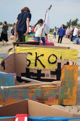 Cardboard Boats
SCOPE Week meant big fun at the beach in Mattapoisett for ORR Junior High seventh-graders who built their own boats and then raced them on June 5 in Mattapoisett. While half the students head off for Survival, the others enjoy a week of equally challenging tasks of the 40-year tradition of SCOPE that gives students a chance to learn while learning about themselves and each other. Photos by Jean Perry
