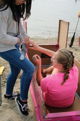 Cardboard Boats
SCOPE Week meant big fun at the beach in Mattapoisett for ORR Junior High seventh-graders who built their own boats and then raced them on June 5 in Mattapoisett. While half the students head off for Survival, the others enjoy a week of equally challenging tasks of the 40-year tradition of SCOPE that gives students a chance to learn while learning about themselves and each other. Photos by Jean Perry
