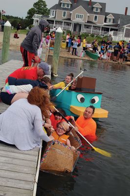 Cardboard Boats
SCOPE Week meant big fun at the beach in Mattapoisett for ORR Junior High seventh-graders who built their own boats and then raced them on June 5 in Mattapoisett. While half the students head off for Survival, the others enjoy a week of equally challenging tasks of the 40-year tradition of SCOPE that gives students a chance to learn while learning about themselves and each other. Photos by Jean Perry
