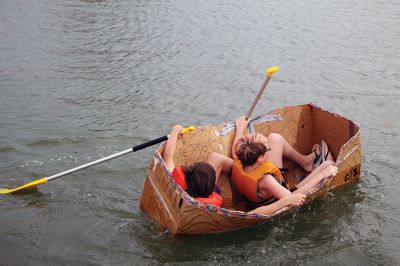 Cardboard Boats
SCOPE Week meant big fun at the beach in Mattapoisett for ORR Junior High seventh-graders who built their own boats and then raced them on June 5 in Mattapoisett. While half the students head off for Survival, the others enjoy a week of equally challenging tasks of the 40-year tradition of SCOPE that gives students a chance to learn while learning about themselves and each other. Photos by Jean Perry
