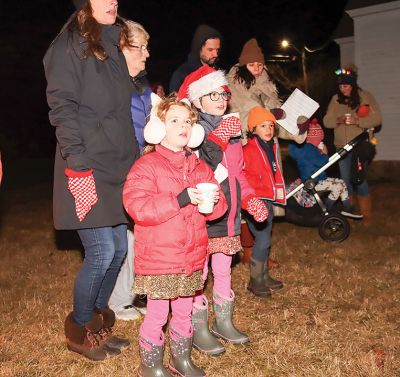 Tinkhamtown Chapel Christmas Carol Singalong
Sunday's participants in the Tinkhamtown Chapel Christmas Carol Singalong braved a dramatic, postsunset drop in temperature and enjoyed the warmth of a solo bonfire loaned to the event by Lee Heald. Gail Roberts led distributed sheet music and led in song with musicians Louise Anthony playing the fiddle and Jack Dean the ukulele. Roberts thanked the White family for providing refreshments, the Chapel committee for its effort in maintaining the chapel - December 23, 2021
