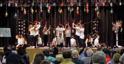 Celebrate the World
The "Celebrate the World" performance by Rochester Memorial School fourth-graders took place on January 23. The show was a creative, educational collaboration between grade 4 teachers, music teachers Sue Audette and Chris Williamson, and art teacher Joanne Smith. Quoting RMS Principal Derek Medeiros: "This grade 4 production is a wonderful representation of our goal to ensure global experiences for our students through our strategic and school improvement plans. 
