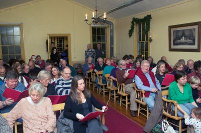 Tinkhamtown Chapel 
It was a full house on Saturday, December 22, at the Tinkhamtown Chapel in Mattapoisett for the annual carol sing-along.  Christmas services have been held regularly at the chapel since 1951, but the chapel dates back over 100 years. Photo by Eric Tripoli.
