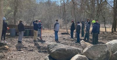 TriTown Clean-up
On a recent sunny Saturday afternoon, the ORR Community Service Learning Club, the ORR Environmental Club, and Mattapoisett Boy Scout Troop 53 came together to help the Mattapoisett Land Trust. Four students from the clubs and eight Boy Scouts met up at the MLT Santos Farm Property at the end of Bowman Road to help clear the property of vines and branches. Photos courtesy Wendy Copps
