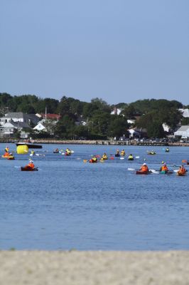 Buzzards Bay Swim
On Saturday, July 2, 2011, the Buzzards Bay Coalition held its 18th Annual Buzzards Bay Swim, a 1.2-mile open-water swim from New Bedford to Fairhaven. Tri-Town participants were included in the largest annual fundraising event held by the Bay Coalition. The Coalition is a non-profit, community-based organization dedicated to the restoration, protection, and sustainable use and enjoyment of the Bay and its watershed. Photo by Anne Kakley.
