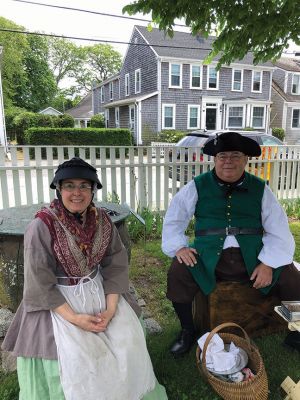 Fairhaven Village Militia
Members of the Fairhaven Village Militia wearing replica clothing visited the Mattapoisett Museum on June 11. Mistress Lori Richard and Master Skip Faulkner brought the past to life, as they shared insights into the colonial days and the lives lived by children during those days. Photos by Marilou Newell
