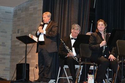 Con Spirito
The Tri-County Symphonic Band, under the direction of Philip Sanborn, performed its Con Spirito program on Sunday February 2 at the Old Rochester Regional High School auditorium. In its 52nd concert season, the band welcomed guest French Horn Instrumentalist Roger Haber, and recognized Trumpeter Edith Pliskin on her 94th birthday coming up next week. The next performance “New York, New York” will be held at Tabor Academy on Sunday, March 16. Photo by Jean Perry
