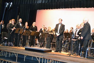 Con Spirito
The Tri-County Symphonic Band, under the direction of Philip Sanborn, performed its Con Spirito program on Sunday February 2 at the Old Rochester Regional High School auditorium. In its 52nd concert season, the band welcomed guest French Horn Instrumentalist Roger Haber, and recognized Trumpeter Edith Pliskin on her 94th birthday coming up next week. The next performance “New York, New York” will be held at Tabor Academy on Sunday, March 16. Photo by Jean Perry
