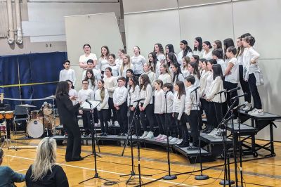 Friends of Old Rochester Music
The Friends of Old Rochester Music (F.O.R.M.) recently held their Scholarship concerts in the ORR High School gymnasium, featuring all five ORR districts. Choirs performed on March 5 and bands on March 12. The Sippican Chorus featured soloists Olivia Crillo and Gigi Arone. Choral music teachers Sarah Leahy (Old-Hammondtown) and Susan Audette (Rochester Memorial School) directed their respective choruses. Photos courtesy ORR District
