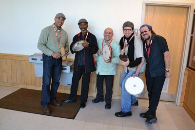 Manguito
Center School students were introduced to Latin rhythms and percussion instruments by the Boston-based educational Latin American music group Manguito during an afternoon presentation on January 24. Manguito members really captured the attention of the kids, resulting in plenty of learning while the group’s sizzling salsa and merengue music resulted in an eruption of dancing and spontaneous conga lines. Photo by Jean Perry
