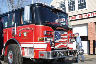 Engine One Arrives
On Tuesday, March 27, the Mattapoisett FD welcomed a brand new, state-of-the-art fire engine into their station, replacing a 25-year-old Engine 1 that had been on board since 1987. Photo by Katy Fitzpatrick - March 29, 2012 edition
