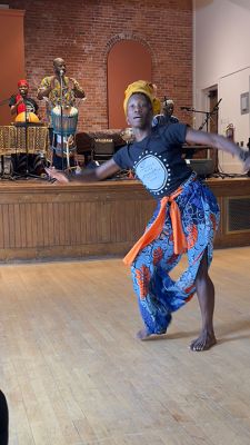 Crocodile River Music
On Saturday, May 17, as part of Art Week, the Marion Arts Center presented Crocodile River Music performing West African music and dance in Marion's Music Hall to an audience of about 70 people. A few children danced happily along with members of Crocodile River Music during several pieces. For the final piece of the event, almost everyone was up and dancing. The energy was terrific. Photos courtesy Chuck Green
