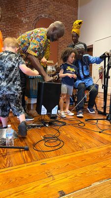 Crocodile River Music
On Saturday, May 17, as part of Art Week, the Marion Arts Center presented Crocodile River Music performing West African music and dance in Marion's Music Hall to an audience of about 70 people. A few children danced happily along with members of Crocodile River Music during several pieces. For the final piece of the event, almost everyone was up and dancing. The energy was terrific. Photos courtesy Chuck Green
