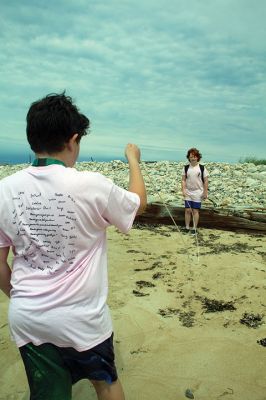 Cuttyhunk
Patrick Henry, foreground, and Thomas Tseki use a rope to make waves at Barges Beach during an “Ocean in Motion” exercise, part of their June 16 day on Cuttyhunk. The two 12-year-olds from Mattapoisett were part of a group of approximately 70 Old Hammondtown Elementary School sixth graders on a science field trip organized by the Mattapoisett Land Trust Education Committee and held in conjunction with the Massachusetts Cultural Council and the STEAM Academy. Photo by Mick Colageo. June 23, 2022 edition
