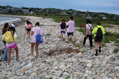 Cuttyhunk
Wendy Copps conducted an “Ocean in Motion” exercise at Barges Beach, and Kate Armstrong led children in an exploration of the saltmarsh as part of Old Hammondtown Elementary School’s field trip to Cuttyhunk on June 16. Approximately 70 Grade 6 graduates made the ferry ride from Mattapoisett to take part in a science field trip organized by the Mattapoisett Land Trust Education Committee and held in conjunction with the Massachusetts Cultural Council and the STEAM Academy. Photos by Mick Colageo
