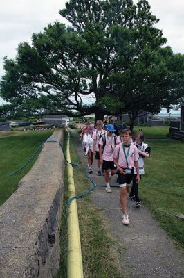 Cuttyhunk
Wendy Copps conducted an “Ocean in Motion” exercise at Barges Beach, and Kate Armstrong led children in an exploration of the saltmarsh as part of Old Hammondtown Elementary School’s field trip to Cuttyhunk on June 16. Approximately 70 Grade 6 graduates made the ferry ride from Mattapoisett to take part in a science field trip organized by the Mattapoisett Land Trust Education Committee and held in conjunction with the Massachusetts Cultural Council and the STEAM Academy. Photos by Mick Colageo
