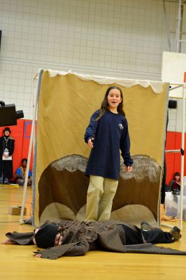 Destination Imagination
Two groups of students who participated in the Destination Imagination competition presented their award-winning performances in front of the school (top, right). The fifth grade team members – Griffin, Anthony, Caroline, Paige, and Julia – acted out their scientific challenge on extreme environments called “Popturians.”
