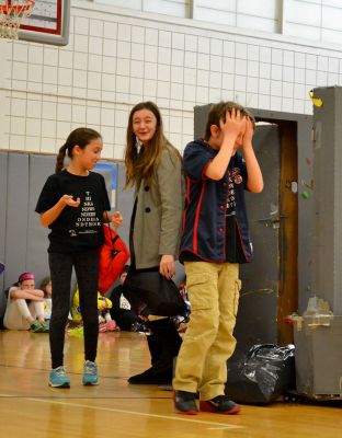 Destination Imagination
Two groups of students who participated in the Destination Imagination competition presented their award-winning performances in front of the school (top, right). The fifth grade team members – Griffin, Anthony, Caroline, Paige, and Julia – acted out their scientific challenge on extreme environments called “Popturians.”
