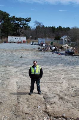 Marion Department of Public Works
Marion Department of Public Works Director Nathaniel Munafo manages a site at the end of Benson Brook Road that will see changes should voters support funding for a new DPW operations center at the May 9 Annual Town Meeting. To that end on Saturday morning, town officials conducted a second open house to educate residents about decaying and otherwise-inadequate facilities across Route 6 at the Highway Barn, followed by a visit to the site of the proposed construction. Photo by Mick Colageo
