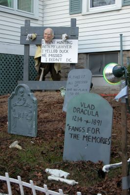 House of Horrors!
Spooky setpieces are strewn throughout the Haunted Yard display located at 57 Fort Street in Fairhaven (across from the Fairhaven Shipyard). This annual Terror Tradition is hosted by the father and son team of Richard and Matthew Brodeur to benefit local Shriners Hospitals. The yard is open to visitors  if you dare!  every Friday and Saturday night from dusk until 9:30 pm and on Sundays from dusk until 9:00 pm throughout the month of October, including Halloween night. (Photo by Kenneth J. Souza).
