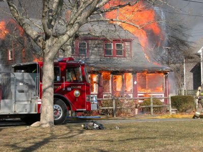 Fatal Fire
A devastating house fire at 13 Briar Road in the Point Connett area of Mattapoisett claimed the life of the sole occupant, 72-year-old Carlton Cook, on Sunday afternoon, February 3. (Photo by Paul Lopes).
