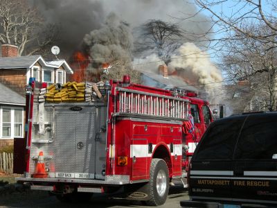 Fatal Fire
A devastating house fire at 13 Briar Road in the Point Connett area of Mattapoisett claimed the life of the sole occupant, 72-year-old Carlton Cook, on Sunday afternoon, February 3. (Photo by Paul Lopes).
