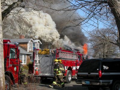 Fatal Fire
A devastating house fire at 13 Briar Road in the Point Connett area of Mattapoisett claimed the life of the sole occupant, 72-year-old Carlton Cook, on Sunday afternoon, February 3. (Photo by Paul Lopes).
