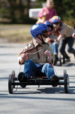 Soapbox Derby!
On Sunday, March 21, 2010 The Marion Cub Scouts Pack 32 revived the annual soap-box derby after a three-year absence. Scouts raced carts down Holmes Street in Marion for a chance to help make their den the fastest in the pack. After several races and dozens of trips up and down the hill, the Webelos II Den went home with the title. Photos by Felix Perez. March 25, 2010 edition
