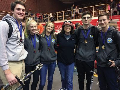 ORR Destination Imagination
ORR Destination Imagination Senior Level Team ‘H Squared’ advances to Destination Imagination's Global Finals after winning the State Tournament at WPI. Pictured here: Ben Lafrance, Maggie Farrell, Kelsea Kidney, Tina Rood, Patrick O’Neil and Brett Rood. Photo courtesy Tina Rood
