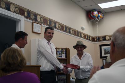 Jimmy Dexter
Jimmy Dexter received his long-awaited Old Rochester Regional High School honorary diploma from Superintendent of Schools Mike Nelson and ORR Principal Mike Devoll during an August 26 luncheon held at the Rochester Senior Center. Andrew Daniel, Rochester facilities manager who was instrumental in bringing the petition to Nelson’s attention, and Dexter’s sister Debbie Townsend both shared words with the packed house that turned out in Dexter’s honor. 
