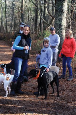 Hot-To-Trot Dog Walk
On November 30, a spring-like winter’s day, the Sippican Lands Trust held its 2nd annual Hot-To-Trot Post-Thanksgiving Day dog walk. About 12 dogs of all shapes and sizes brought their humans out for a guided tour of the White Eagle property located off Route 6 in Marion. Dogs received stylish orange neckerchiefs and dog treats. Photo by Marilou Newell
