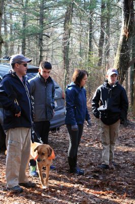 Hot-To-Trot Dog Walk
On November 30, a spring-like winter’s day, the Sippican Lands Trust held its 2nd annual Hot-To-Trot Post-Thanksgiving Day dog walk. About 12 dogs of all shapes and sizes brought their humans out for a guided tour of the White Eagle property located off Route 6 in Marion. Dogs received stylish orange neckerchiefs and dog treats. Photo by Marilou Newell
