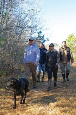 Hot to Trot
The third annual “Hot to Trot” dog walk hosted by the Sippican Lands Trust brought about 20 dogs and at least twice as many humans out for a post-Thanksgiving walk at the SLT’s White Eagle property in Marion on November 29. The property is about 1,200 contiguous acres of conservation land including 24 acres of cranberry bogs. Photos by Colin Veitch
