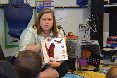 Dorothy the chicken
Dorothy the chicken visited the Project Grow students (pictured here) and the kindergarten kids on Monday, November 6, for a story time hosted by Evelyn Golden and Molly Vollmer of the Plymouth County Extension 4-H Office. This brief intro to embryology, along with Dorothy’s charming demeanor, was enough to excite the kids about the joys of keeping chickens. Photos by Jean Perry
