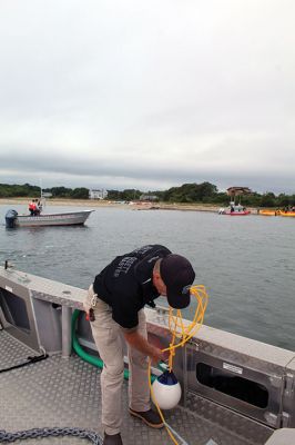 Oil Spill Drill
On Tuesday, the Town of Mattapoisett hosted a MassDEP-sponsored training course in cooperation with the Town of Fairhaven, representatives from the U.S. Coast Guard, Nuka Research and Planning Group and Moran Environmental Recovery. Working the Mattapoisett Harbormaster boat piloted by P.J. Beaudoin were Assistant Harbormaster Robert Clavin and intern Robert Haskell, and on the Mattapoisett Fire Department boat were Firefighter Daniel Cortes and Lieutenant Ross Macedo. Photos by Mick Colageo and Marilou New
