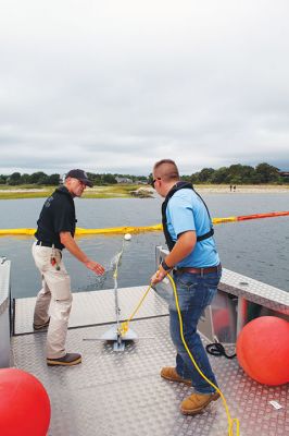 Oil Spill Drill
On Tuesday, the Town of Mattapoisett hosted a MassDEP-sponsored training course in cooperation with the Town of Fairhaven, representatives from the U.S. Coast Guard, Nuka Research and Planning Group and Moran Environmental Recovery. Working the Mattapoisett Harbormaster boat piloted by P.J. Beaudoin were Assistant Harbormaster Robert Clavin and intern Robert Haskell, and on the Mattapoisett Fire Department boat were Firefighter Daniel Cortes and Lieutenant Ross Macedo. Photos by Mick Colageo and Marilou New
