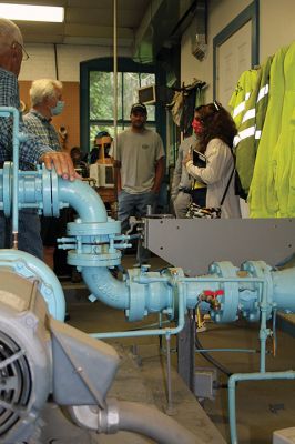 Marion Energy Management Committee 
On July 28, Marion Energy Management Committee members Christian Ingerslev, Eileen Marum, Bill Saltonstall, and Alanna Nelson accompanied Town Planner Gil Hilario, Marion Facilities Manager Shawn Cormier, and Massachusetts Green Communities Southeast Regional Coordinator Lisa Sullivan on a tour of recently completed grant-funded projects. The group saw heat-pump and insulation installations at the Cushing Community Center, new insulation at the Music Hall, new gas furnaces at the Main and Silvershell water 
