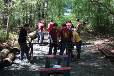 Eagle Scout
With help from volunteers, including members of Boy Scouts Troop 31, Noah Bellefeuille of Rochester directed the construction of two large picnic tables as his Eagle Scout project on June 1 at Old Colony Regional Vocational-Technical High School. Situated near the vernal pool just south of the athletic fields, the tables will serve students and science-related activities. Photos by Mick Colageo
