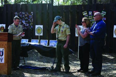 Eagle Scout
Four Boy Scouts from Mattapoisett Troop 53 received the distinguished honor of achieving Eagle Scout status on Sunday, April 23, at Camp Cachalot in Carver. Adam Perkins, Matthew Kiernan, Davis Mathieu, and Justin Sayers all soared to new heights as Eagle Scouts after many years shared as Boy Scouts together. Photos by Jean Perry
