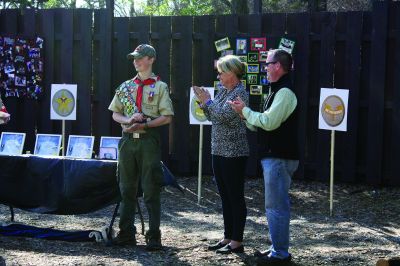 Eagle Scout
Four Boy Scouts from Mattapoisett Troop 53 received the distinguished honor of achieving Eagle Scout status on Sunday, April 23, at Camp Cachalot in Carver. Adam Perkins, Matthew Kiernan, Davis Mathieu, and Justin Sayers all soared to new heights as Eagle Scouts after many years shared as Boy Scouts together. Photos by Jean Perry
