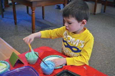 Marion Natural History Museum 
The Marion Natural History Museum hosted their very first Earth Day Celebration on April 19, providing little ones with activities that focused on our planet and stimulated their senses. There was a make your own planet earth pinwheel table, a station to decorate your own “Earth cookie” with green and blue icing, a puppet show stage, and a boat load of Legos to play with while the sounds of croaking frogs and crickets played in the background. Photo by Jean Perry
