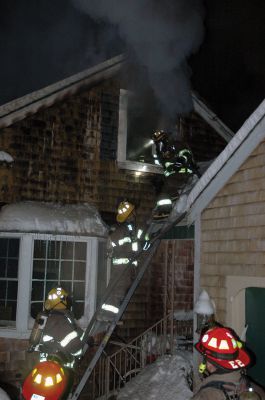 Crystal Springs Fire
The Mattapoisett Fire Department responded to a structure fire on Sunday evening. Hampered by the snow and ice they chased the fire through the walls and roof of the house and were eventually able to gain control. The house sustaining significant damage and one firefighter was injured during the incident. Photos by Charles Hutchison, Artisan Ingenuity Photo
