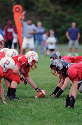 Youth Football 
The Old Rochester Bulldogs Youth Football Team faces off against the visiting Portsmouth Youth Football team from Rhode Island on Sunday, September 9 at Old Rochester Regional High School.  Photo by Felix Perez.
