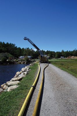 Massachusetts Fire Academy 
The Massachusetts Fire Academy conducted a 48-hour class on Saturday involving Fire personnel from the region at Magnolia Cranberry located on Sherman Briggs’ bog accessible off Front Street. The class focused on operating the engine (pumper) in both rural areas and areas with fire hydrants. Seven students enrolled from Marion Fire Department were enrolled. According to Marion Fire Chief Brian Jackvony, the class was originally scheduled for completion in 2020 but was postponed by the COVID-19 pandemic. 
