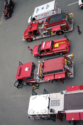 Fire Department Open House
 In case you were wondering, Marion Fire Department's ladder truck can extend over 100 feet in height.  Don't look down!  Photo by Eric Tripoli.
