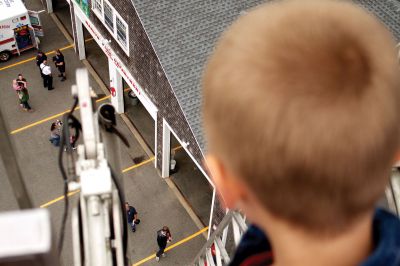 Fire Department Open House
This is what the view might look like if you were being saved from a burning building by the Marion Fire Department via their ladder truck.  The fire department offered rides up to the top during the annual open house to commemorate the beginning of national Fire Prevention Awareness week on Sunday, October 7, 2012.
