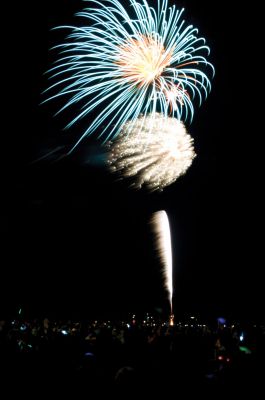 4th Fireworks
Despite funding setbacks, the Marion fireworks took place this year at Silver Shell Beach under perfectly clear skies. Revelers enjoyed the patriotic music of Phil Sanborn and the Marion Concert Band while brilliant colors illuminated the harbor. Unless the town can secure a permanent source of funding, next years fireworks may be in jeopardy. Photo by Felix Perez.
