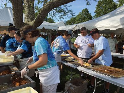 Lions Club Harbor Days Fish Fry
The annual Lions Club Harbor Days fish fry on July 19 was once again a grand success with more than 300 plates of delicious fried foods enjoyed while glorious sea breezes refreshed the air. A team of cooks from Oxford Creamy along with the Lions Club served the hungry masses. Photo by Marilou Newell
